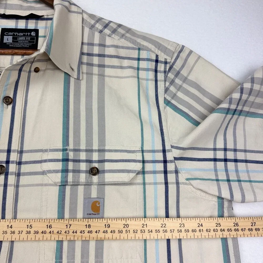 Carhartt Loose Fit Plaid Cotton Work Shirt Large